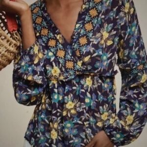 "ANTHROPOLOGIE" MEADOW RUE STRASSER FLORAL BLOUSE